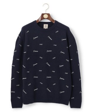 J.PRESS MEN エンブロイダリー クルーネックニット ネイビー系
