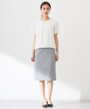 J.PRESS LADIES L シアーストライプ カットソー ホワイト系