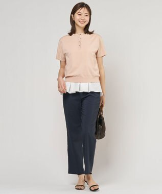 J.PRESS LADIES L 【セットアップ対応】ファンマートロストレッチ テーパード パンツ ネイビー系