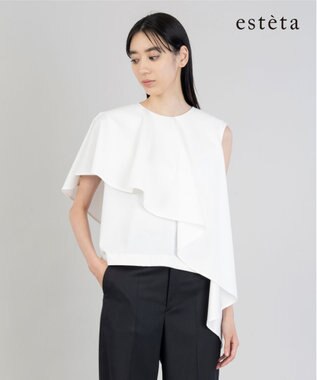  【エステータ】トリアセファインジャージー ラッフルデザイン カットソー
