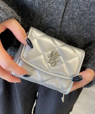 WEGO メタルロゴキルティングウォレット シルバー