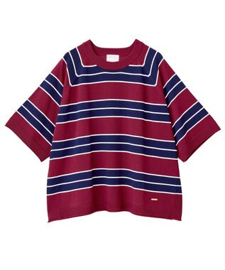 Green Parks トレーナー風ニットプルオーバー Border