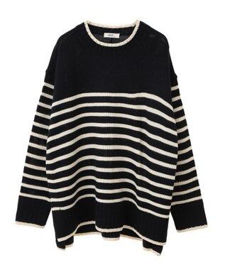 earth music&ecology ウォッシャブルスリットチュニック Border Navy