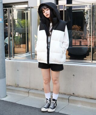 WEGO 【25年秋冬新作/ユニセックス着用ITEM/MLサイズ展開】2WAYパファーベスト ホワイト