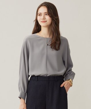 自由区 【洗える】ハイツイストプルオーバー ブラウス グレー