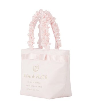 Maison de FLEUR ブランドロゴフリルハンドルトートSバッグ Pink