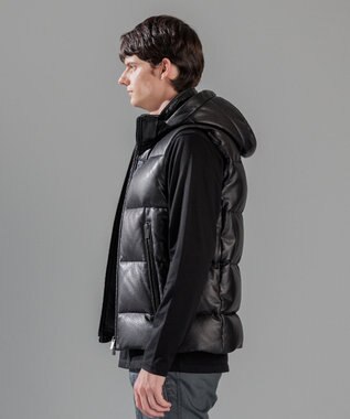 JOSEPH HOMME ライトゴートシュリンクレザー　ダウンベスト ブラック系