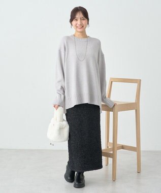 earth music&ecology ウォッシャブルスリットチュニック Gray Mixture