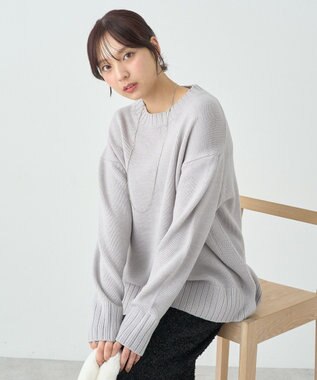 earth music&ecology ウォッシャブルスリットチュニック Gray Mixture