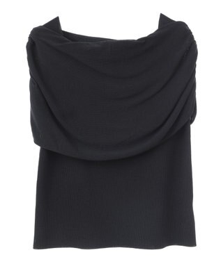 YECCA VECCA シャーリングオフショルニット Black