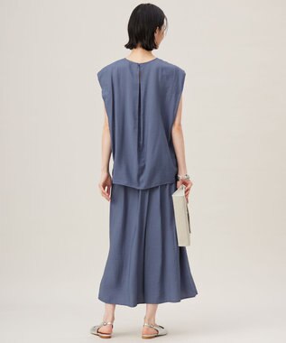 自由区 【セットアップ対応・接触冷感・UVケア・洗える】エアリーツイルキュロット パンツ ブルーグレー