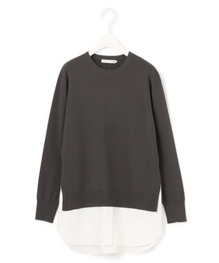 ICB 【洗える】 クロスコンビ ニットプルオーバー チャコール系