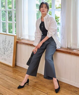 WEGO 【WEB限定/2025年秋冬新作/裾カットOK！自分サイズに調整可能/ウエストゴム/しわになりにくい/】カットプリーツパンツ ブラック中濃色