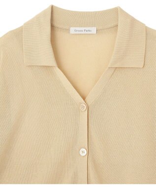 Green Parks 衿付きニットカーディガン Beige