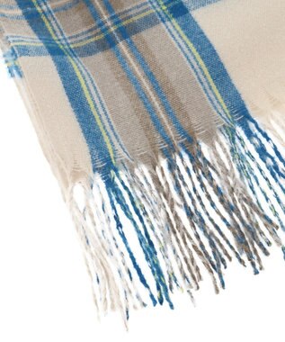 Green Parks カシミヤライクチェックストール Sax