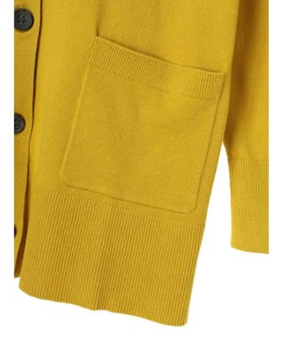 Green Parks もちやわ　Ｖネックミディ丈ニットカーディガン Yellow