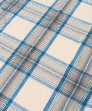 Green Parks カシミヤライクチェックストール Sax