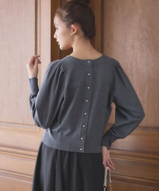 組曲 L 【前後着用可】BOREROタックプルオーバー ニット グレー系