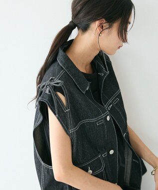 CRAFT STANDARD BOUTIQUE デニムリボンベスト Black