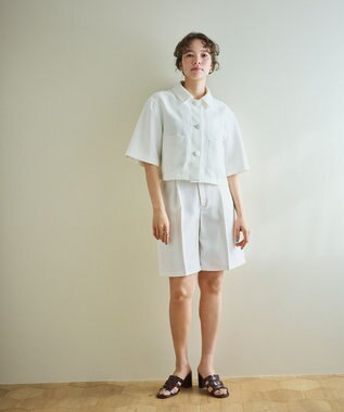 #Newans ストレートシルエットハーフパンツ ホワイト