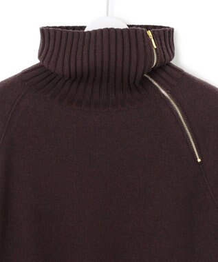 23区 L ボイルドウールコンビ ジップ タートルニット ダークブラウン系