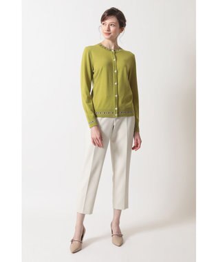 DAKS スーパーファインメリノウール チェックカーディガン グリーン