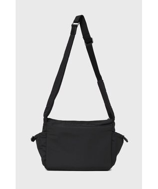 DAKS ナイロン×牛革 ハウスチェックディテール フラップショルダーバッグ ブラック