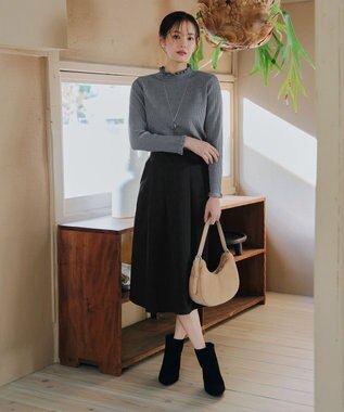 Tiaclasse 【洗える】メランジツイルフレアスカート ブラック