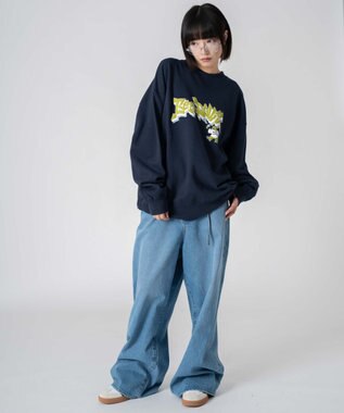 WEGO 【ユニセックス着用ITEM/MLサイズ展開】別注BENDAVISバブルロゴプルオーバー ネイビー