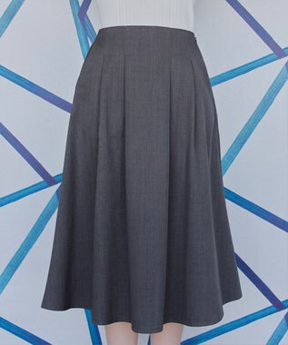 Tiaclasse 【洗える】メランジツイルフレアスカート チャコールグレー
