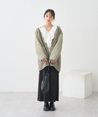 earth music&ecology ボアキルトミドルコート Khaki