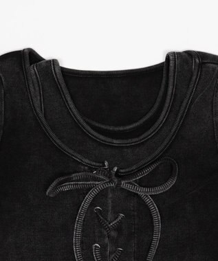 WEGO ヴィンテージライクレースアップT スミクロ