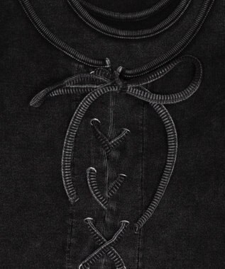 WEGO ヴィンテージライクレースアップT スミクロ