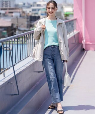 ANY SIS 【接触冷感・UVカット・洗える】ビューティクール フレンチ ニットＴ アクアブルー