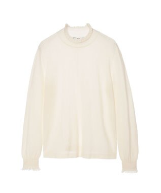 DAKS キュプラ混ハイネックプルオーバー ミニフリル オフホワイト