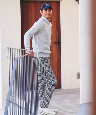 23区GOLF 【MEN】ウールブレンド カラーニット ラウンドから普段のお出かけや、お散歩まで◎ ライトグレー系