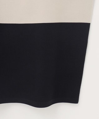 自由区 S 【洗える】ポリエステルホールガーメントニット ワンピース シャンパンベージュ×ブラック