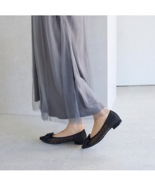 MODE ET JACOMO <carino>ドットチュールパンプス ブラック