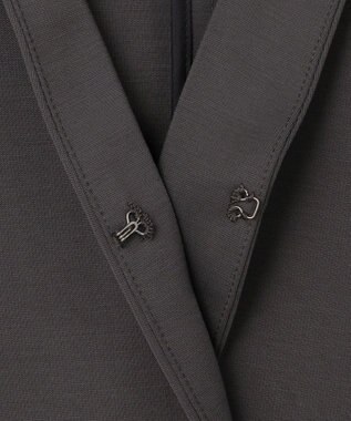 ICB L ナイロンストレッチポンチ ノーカラージャケット チャコール