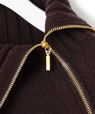 23区 L ボイルドウールコンビ ジップ タートルニット ダークブラウン系