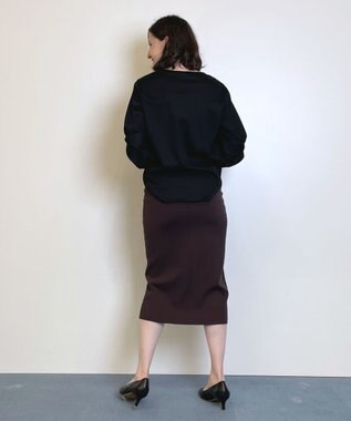 自由区 【WEB限定/洗える/セット着用可】レーヨンストレッチ タイトスカート ダークブラウン系