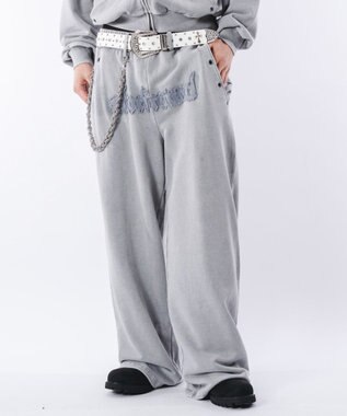 WEGO 【ウエストゴム/ユニセックス着用ITEM】ブリーチハトメスウェットパンツ グレー