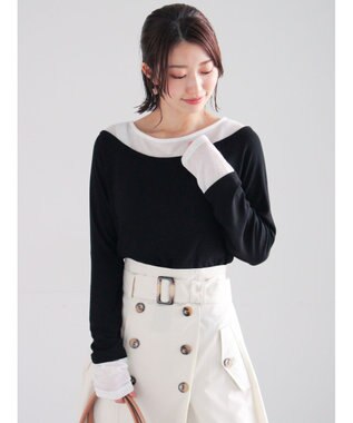 Te chichi レイヤードテレコトップス ブラック