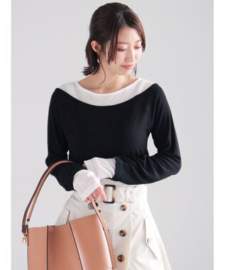 Te chichi レイヤードテレコトップス ブラック