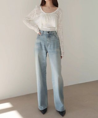 WEGO 【XS～Lサイズ展開/美脚】ストレートデニムパンツ デニム淡加工色