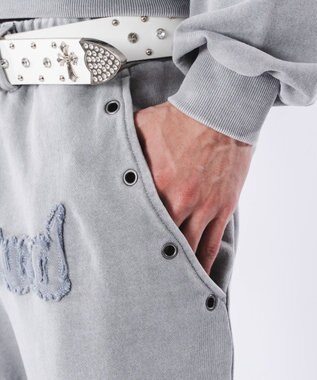 WEGO 【ウエストゴム/ユニセックス着用ITEM】ブリーチハトメスウェットパンツ グレー