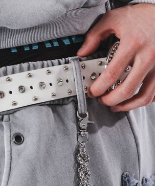 WEGO 【ウエストゴム/ユニセックス着用ITEM】ブリーチハトメスウェットパンツ グレー