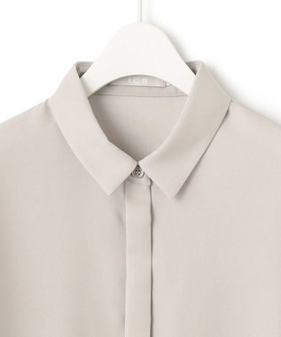 ICB L 【接触冷感・UVケア・速乾・洗える】FluidBackSatin スリットスリーブシャツ トープ系［WEB限定］