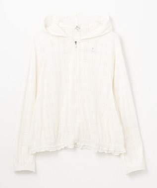 組曲 KIDS 【150-160㎝】【UVケア】オパールチェック パーカー オフホワイト系