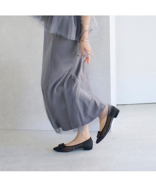 MODE ET JACOMO <carino>ドットチュールパンプス ブラック